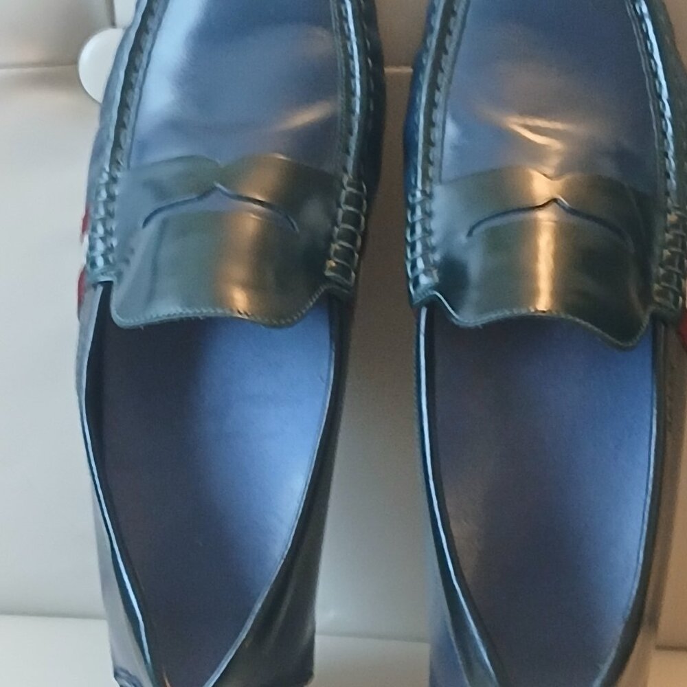 BALLY navy blue leather loafers Size 9.5 US - Picture 2 of 8
